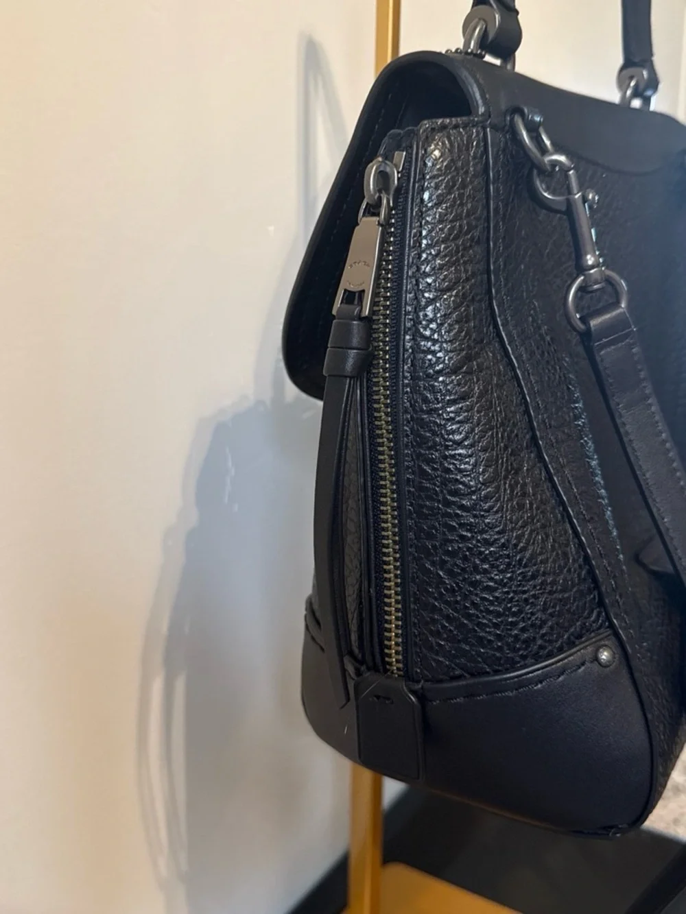 Coach Black Leather Turnlock Satchel with Top Handle